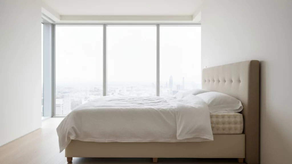 The Cullinan bed and headboard in a studio apartment